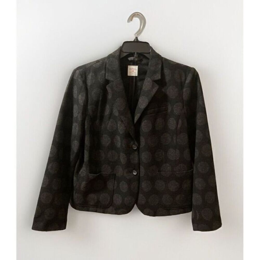 Gap Blazer The Academy Blazer Wool Blend Polka‎ Dot Black Gray Size 18 Office